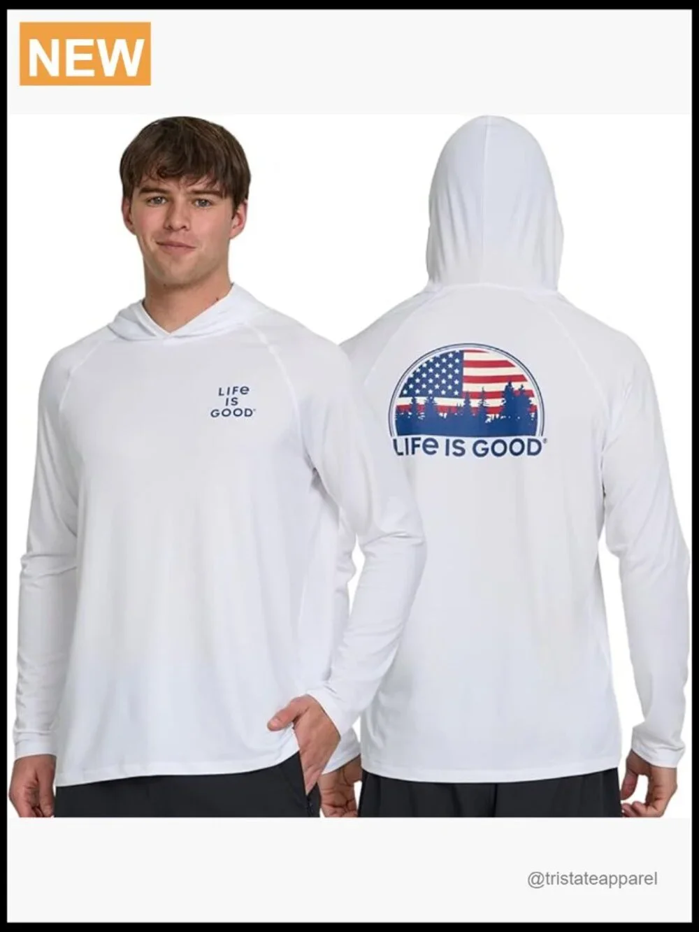 Men's UPF 50+ Long Sleeve Rash Guard Hooded Sun Shirt